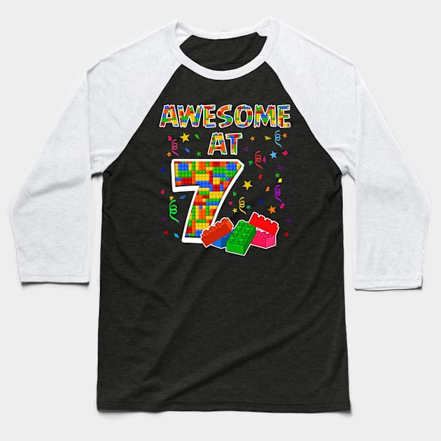 Birthday Gift For Kids 7 Years Old Building Blocks Baseball T-Shirt by Camryndougherty